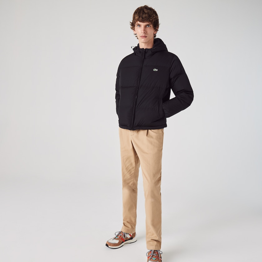 Abrigos Lacoste Short Lightweight Water-Resistant Puffer Hombre Negros | UI3-80568J7