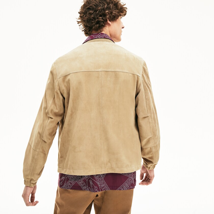 Abrigos Lacoste Suede Zip-Up Bomber Hombre Beige | ET1-25172O5