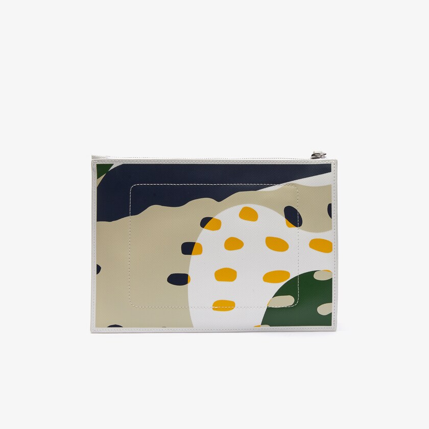 Accesorios Lacoste Anna Abstract Design Coated Canvas Clutch Mujer Blancos | EB1-64766O8