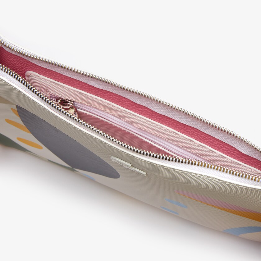 Accesorios Lacoste Anna Abstract Design Coated Canvas Clutch Mujer Blancos | EB1-64766O8