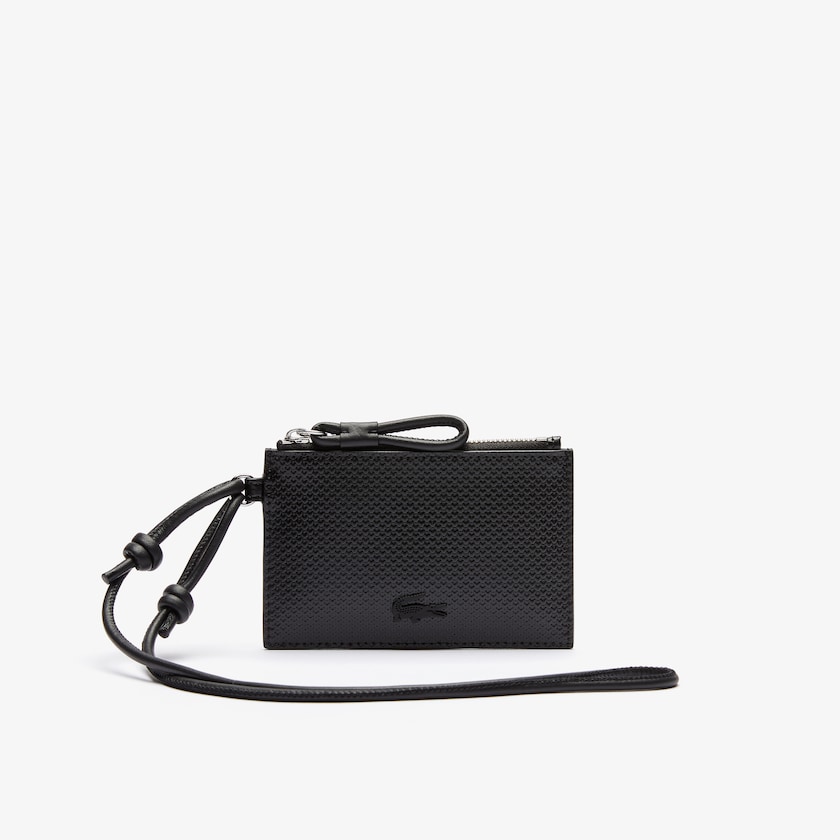Accesorios Lacoste Chantaco Matte Piqué Leather Zip Badge Holder Mujer Negros | SU7-27432B5