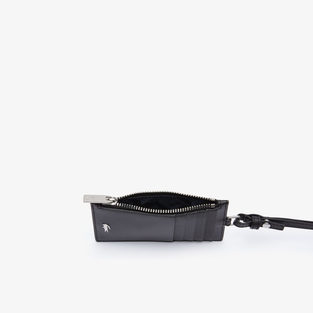 Accesorios Lacoste Hombre Negros Fitzgerald Cuero Neck Strap Zippered Card Holder PK8-60076U0