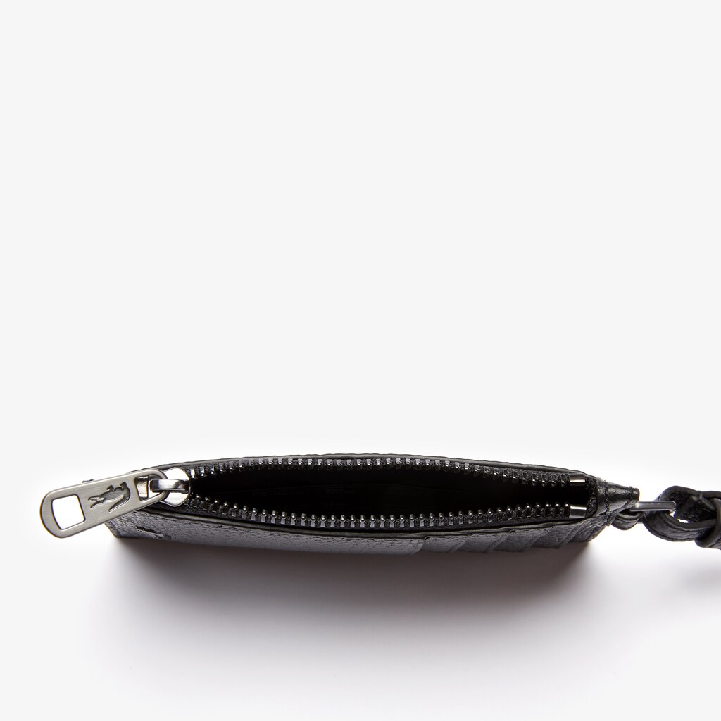 Accesorios Lacoste Hombre Negros Soft Mate Full-Grain Cuero Zippered Badge Holder TS0-50965W5