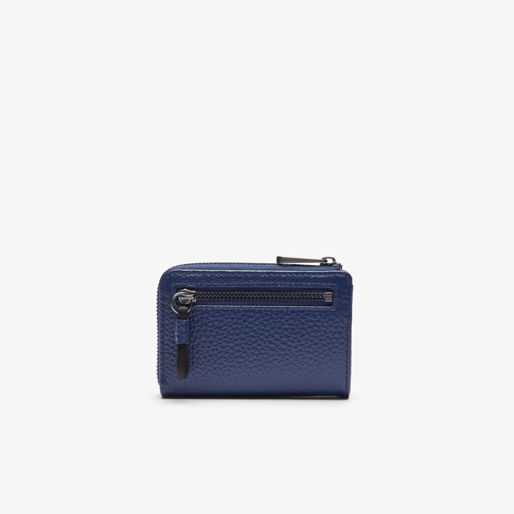 Accesorios Lacoste Hombre Azules Oscuro Soft Mate Matte Full-Grain Cuero Zippered Card Holder NI4-71627R3