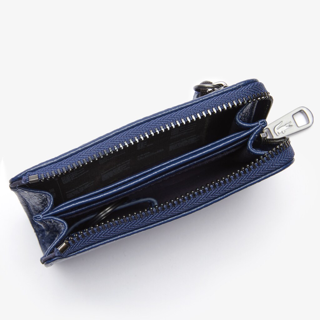 Accesorios Lacoste Hombre Azules Oscuro Soft Mate Matte Full-Grain Cuero Zippered Card Holder NI4-71627R3