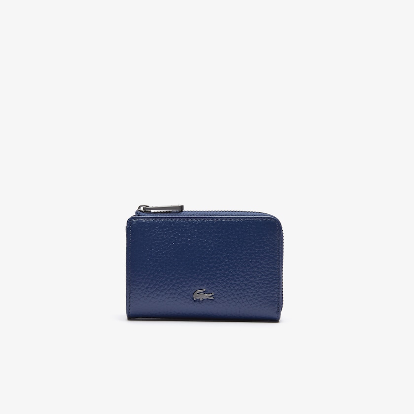 Accesorios Lacoste Hombre Azules Oscuro Soft Mate Matte Full-Grain Cuero Zippered Card Holder NI4-71627R3