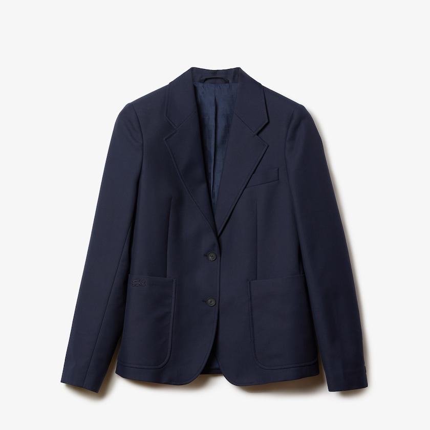 Blazers Lacoste Pocketed Cotton And Wool Straight Fit Mujer Azul Marino Azules | GX4-69116P6