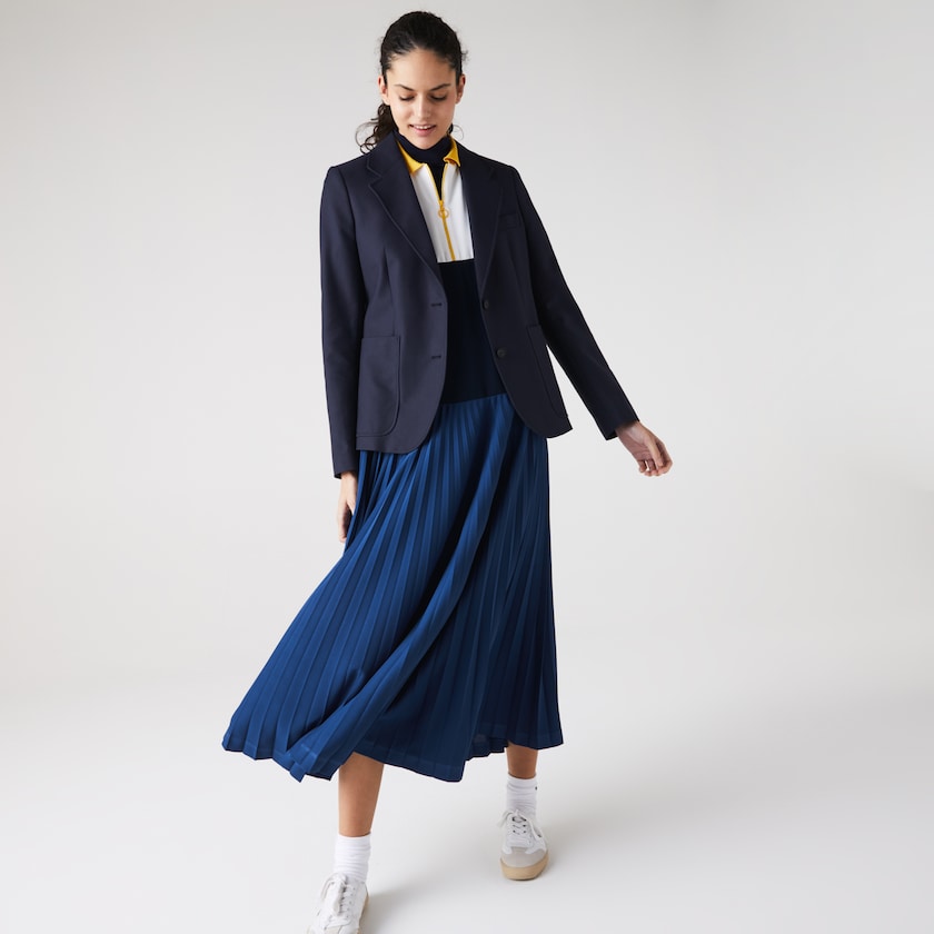 Blazers Lacoste Pocketed Cotton And Wool Straight Fit Mujer Azul Marino Azules | GX4-69116P6