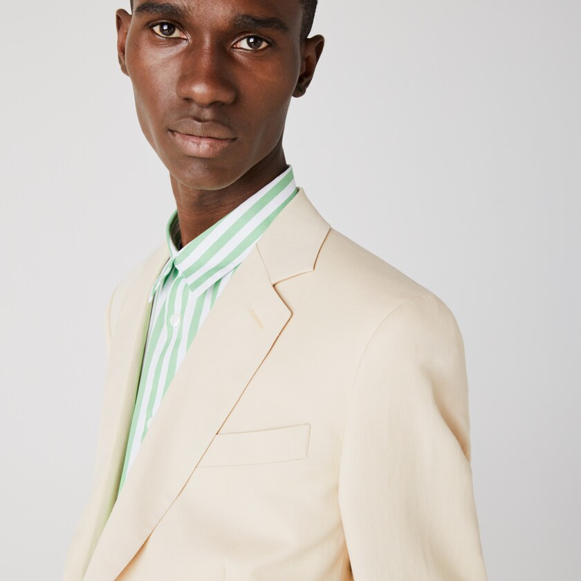 Blazers Lacoste Straight Fit Cotton-Linen Hombre Beige | TW5-21002I1