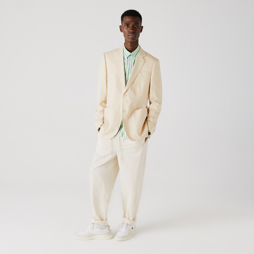 Blazers Lacoste Straight Fit Cotton-Linen Hombre Beige | TW5-21002I1