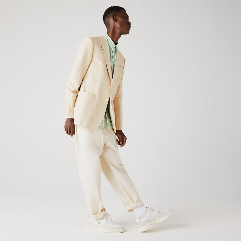 Blazers Lacoste Straight Fit Cotton-Linen Hombre Beige | TW5-21002I1