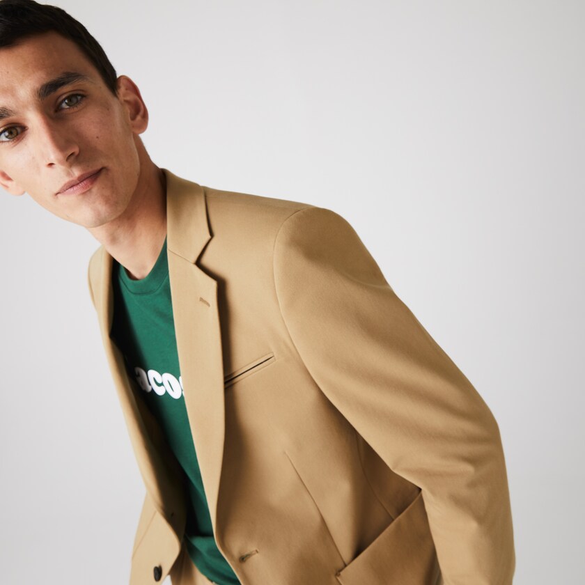 Blazers Lacoste Stretch Buttoned Straight Fit Cotton Hombre Beige | NK9-98649M5