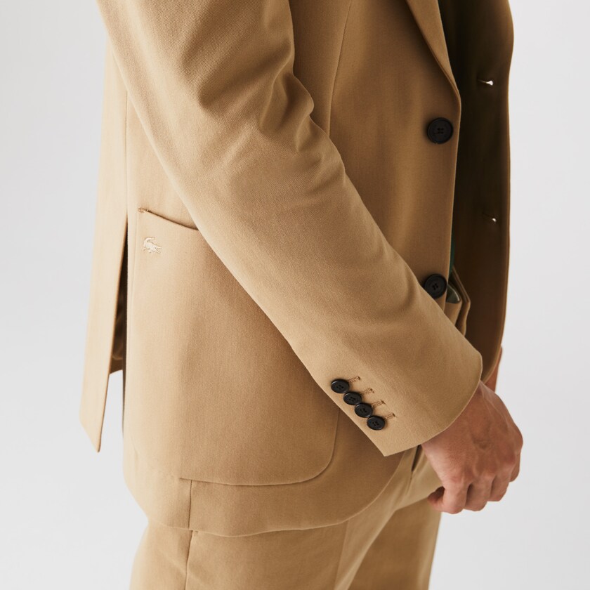 Blazers Lacoste Stretch Buttoned Straight Fit Cotton Hombre Beige | NK9-98649M5