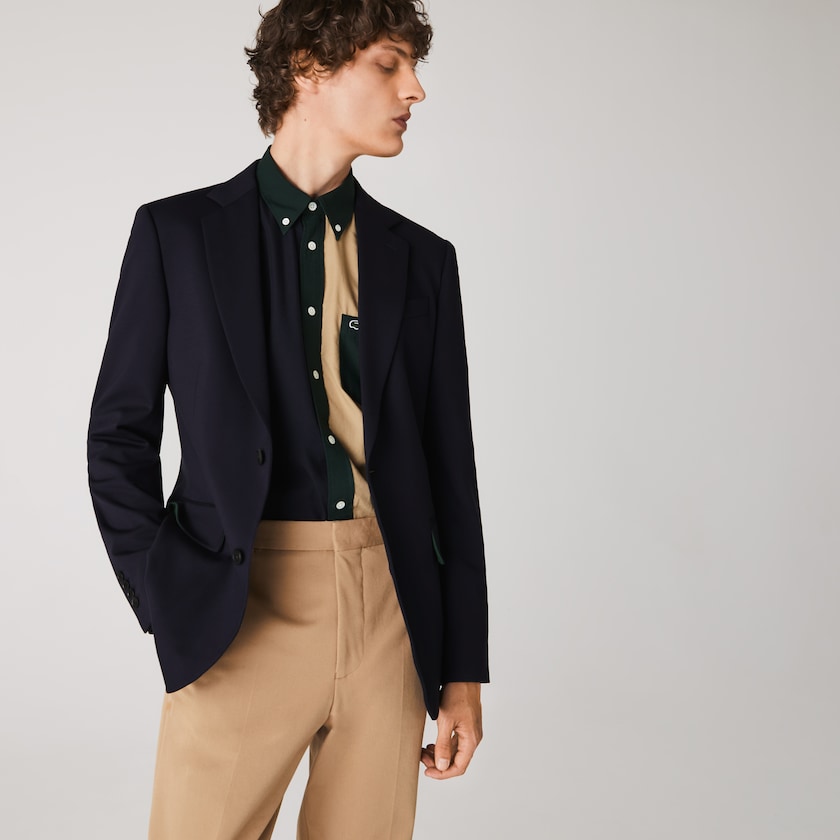 Blazers Lacoste Stretch Buttoned Straight Fit Hombre Azul Marino Azules | OV8-62536V4