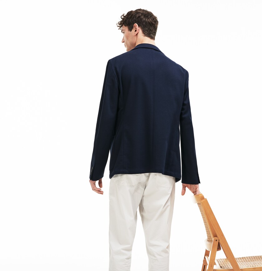 Blazers Lacoste Stretch Cotton Jersey Piqué Hombre Azul Marino Azules | ZJ1-35843W6
