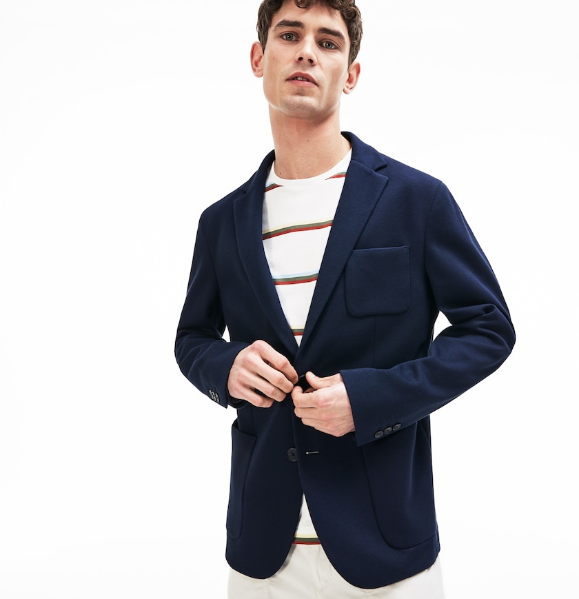 Blazers Lacoste Stretch Cotton Jersey Piqué Hombre Azul Marino Azules | ZJ1-35843W6