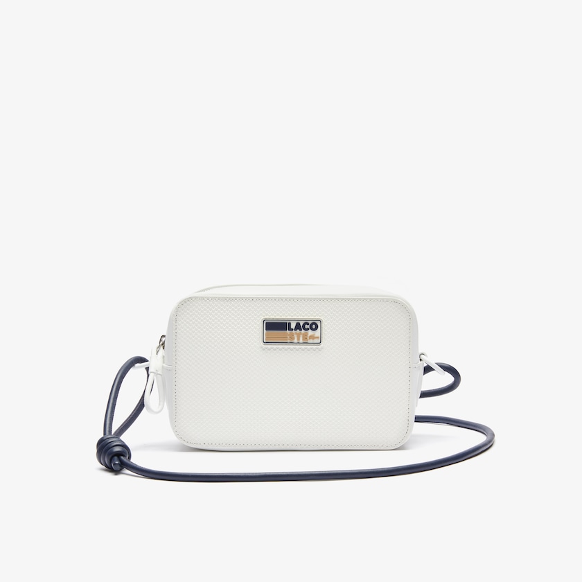 Bolsa de Hombro Lacoste Chantaco Badge Small Matte Piqué Leather Mujer Blancos | KB1-72797K5