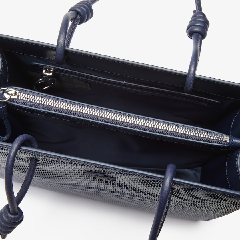 Bolsa de Hombro Lacoste Chantaco Matte Piqué Leather Slung Mujer Azul Marino Azules | OF2-99909B2