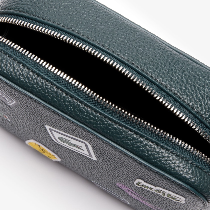 Bolsa de Hombro Lacoste Croco Crew Badge Grained Leather Mujer Verdes Oscuro | LH1-12521L3