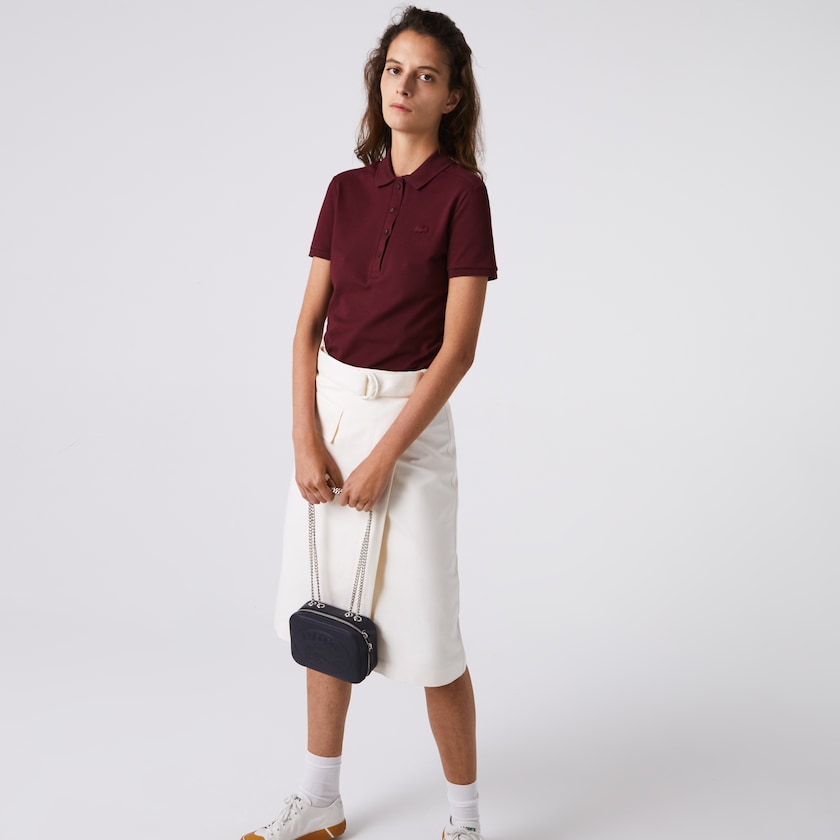 Bolsa de Hombro Lacoste Croco Crew Grained Leather Zip Mujer Azul Marino | FK7-07840P1