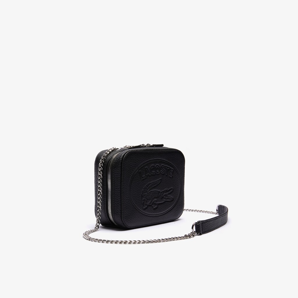 Bolsa de Hombro Lacoste Croco Crew Grained Leather Zip Mujer Negros | KE8-49614Y0