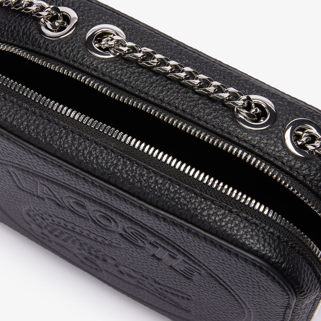Bolsa de Hombro Lacoste Croco Crew Grained Leather Zip Mujer Negros | KE8-49614Y0