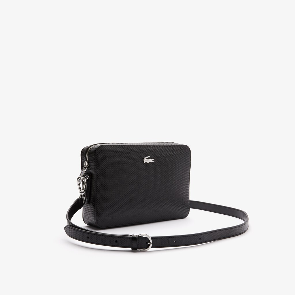 Bolsas Lacoste Chantaco Detachable-Strap Premium Piqué Leather Bag Mujer Negros | GA4-75357Y5