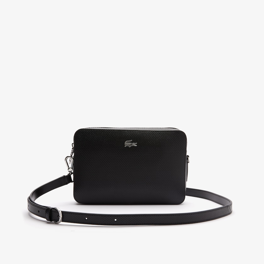 Bolsas Lacoste Chantaco Detachable-Strap Premium Piqué Leather Bag Mujer Negros | GA4-75357Y5
