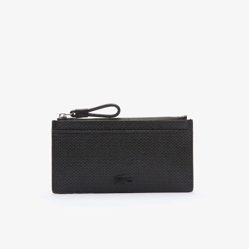 Bolsas Lacoste Chantaco Large Piqué Leather Zip Cardholder Mujer Negros | IP8-12361D1