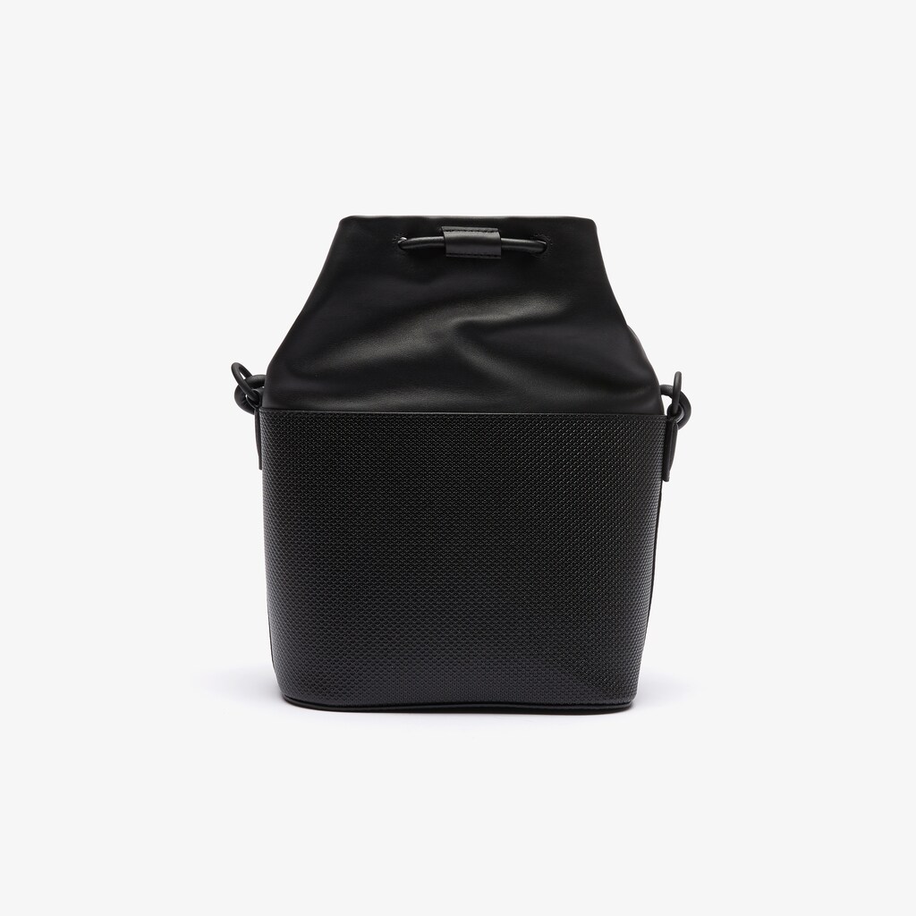Bolsas Lacoste Chantaco Matte Piqué Leather Drawstring Bucket Bag Mujer Negros | PG8-33163Q8