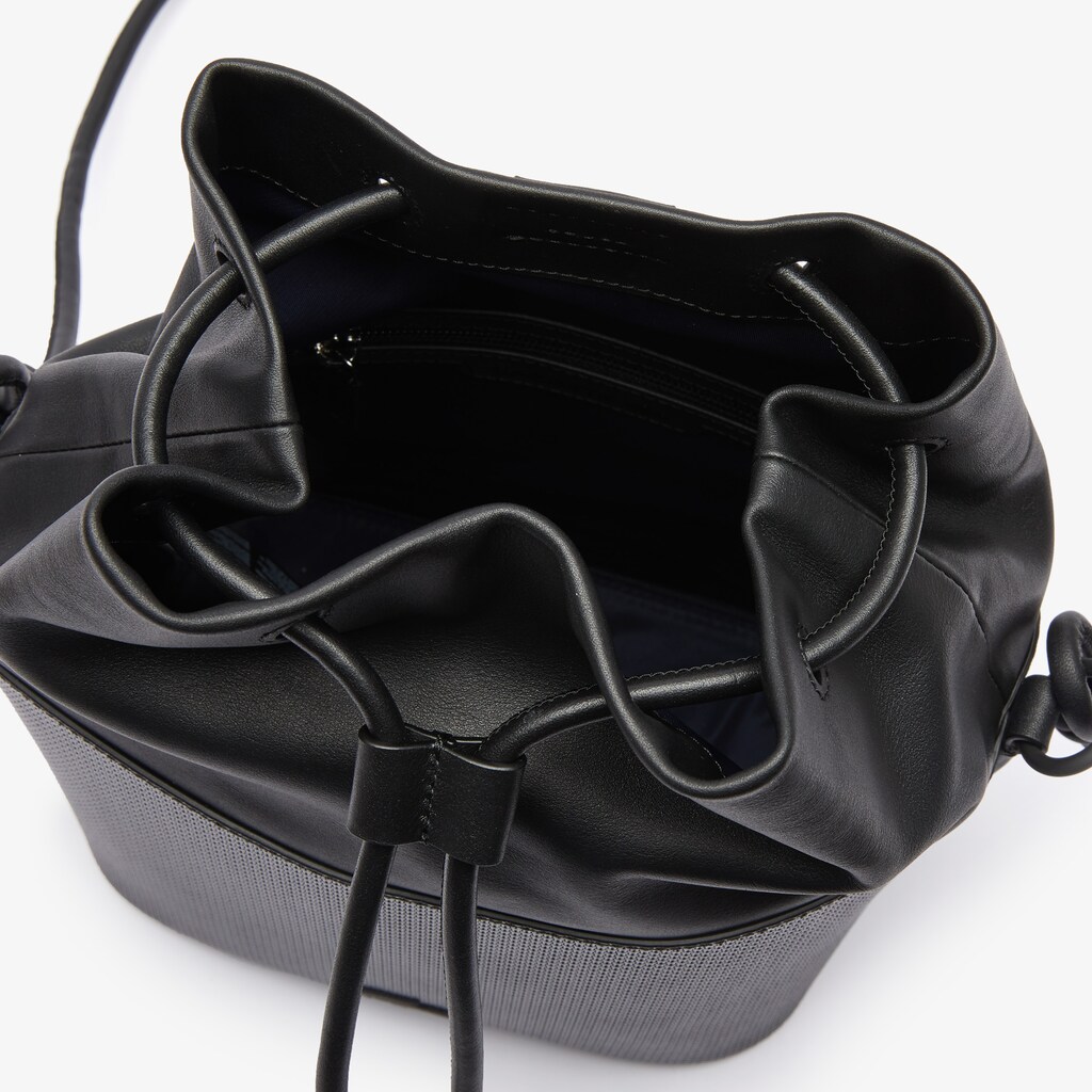 Bolsas Lacoste Chantaco Matte Piqué Leather Drawstring Bucket Bag Mujer Negros | PG8-33163Q8