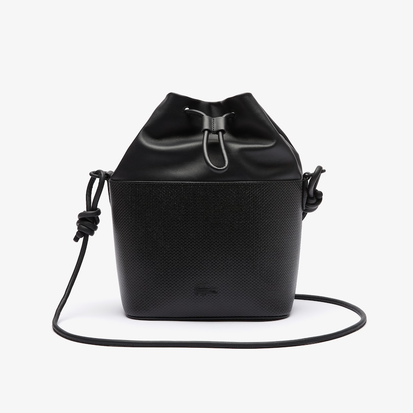 Bolsas Lacoste Chantaco Matte Piqué Leather Drawstring Bucket Bag Mujer Negros | PG8-33163Q8