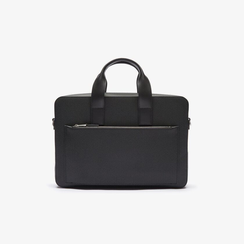 Bolsas Lacoste Hombre Negros Chantaco Matte Piqué Cuero Computer Bag MA3-79887Z5