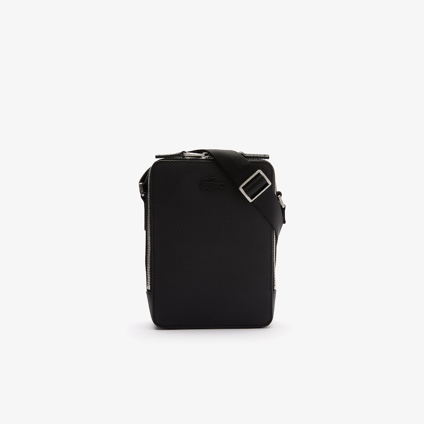 Bolsas Lacoste Hombre Negros Chantaco Matte Stitched Cuero Vertical Camera Bag BS6-63076M6