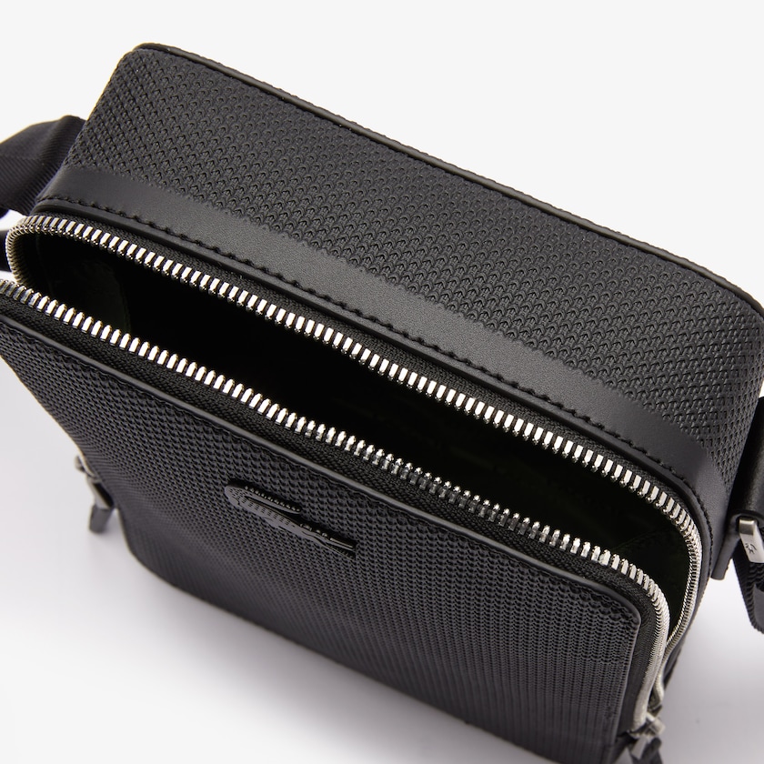 Bolsas Lacoste Hombre Negros Chantaco Matte Stitched Cuero Vertical Camera Bag BS6-63076M6