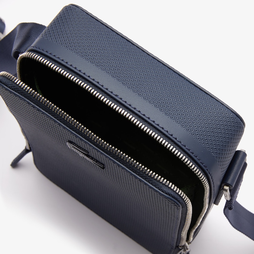 Bolsas Lacoste Hombre Azul Marino Chantaco Matte Stitched Cuero Vertical Camera Bag QQ4-55915P8