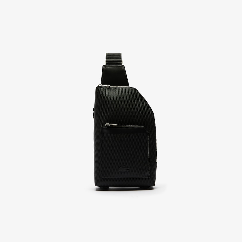 Bolsas Lacoste Hombre Negros Chantaco Piqué Cuero Zip Crossbody Bag XX9-29562O4