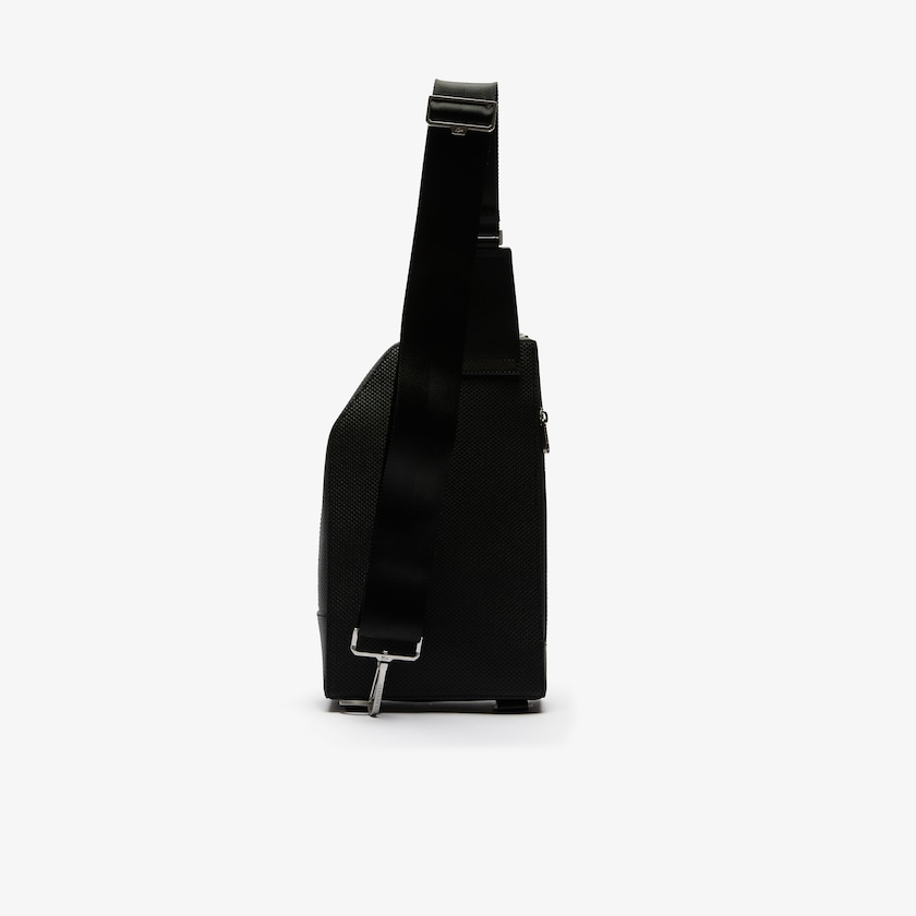 Bolsas Lacoste Hombre Negros Chantaco Piqué Cuero Zip Crossbody Bag XX9-29562O4