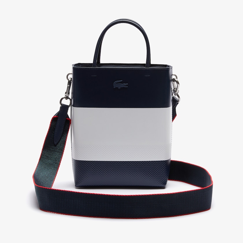 Bolsas Lacoste Chantaco Rectangular Color Blocked Piqué Leather Bucket Bag Mujer Azul Marino Blancos Rojos | LQ4-40544B9