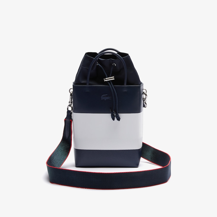 Bolsas Lacoste Chantaco Rectangular Color Blocked Piqué Leather Bucket Bag Mujer Azul Marino Blancos Rojos | LQ4-40544B9