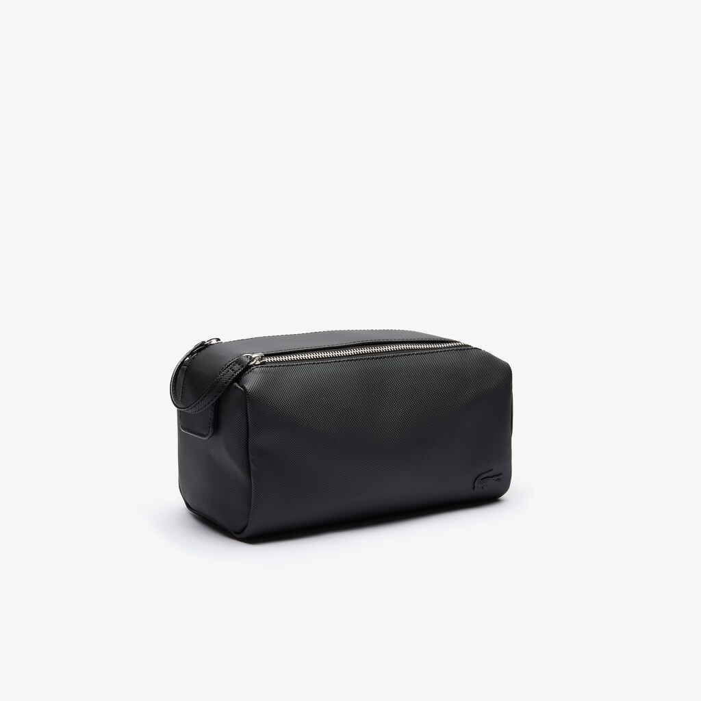 Bolsas Lacoste Classic Double Zip Petit Piqué Toilet Kit Hombre Negros | DU1-36743C1