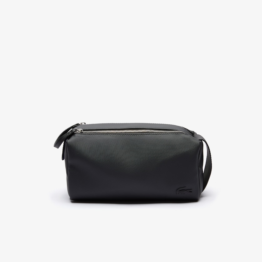 Bolsas Lacoste Classic Double Zip Petit Piqué Toilet Kit Hombre Negros | DU1-36743C1
