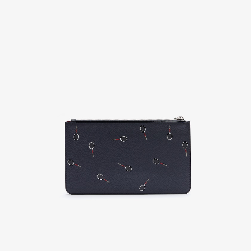 Bolsas Lacoste Croco Crew Print Grained Leather Zip Pouch Mujer Negros | JV2-83938U4