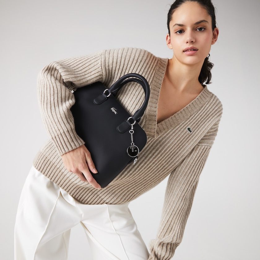 Bolsas Lacoste Daily Classic Coated Piqué Canvas Bugatti Bag Mujer Negros | MJ7-84768O3