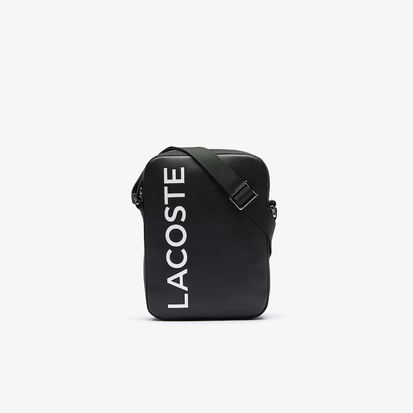 Bolsas Lacoste Hombre Negros Blancos L.12.12 Signature Cuero Cross Body Bag KJ0-24752A3