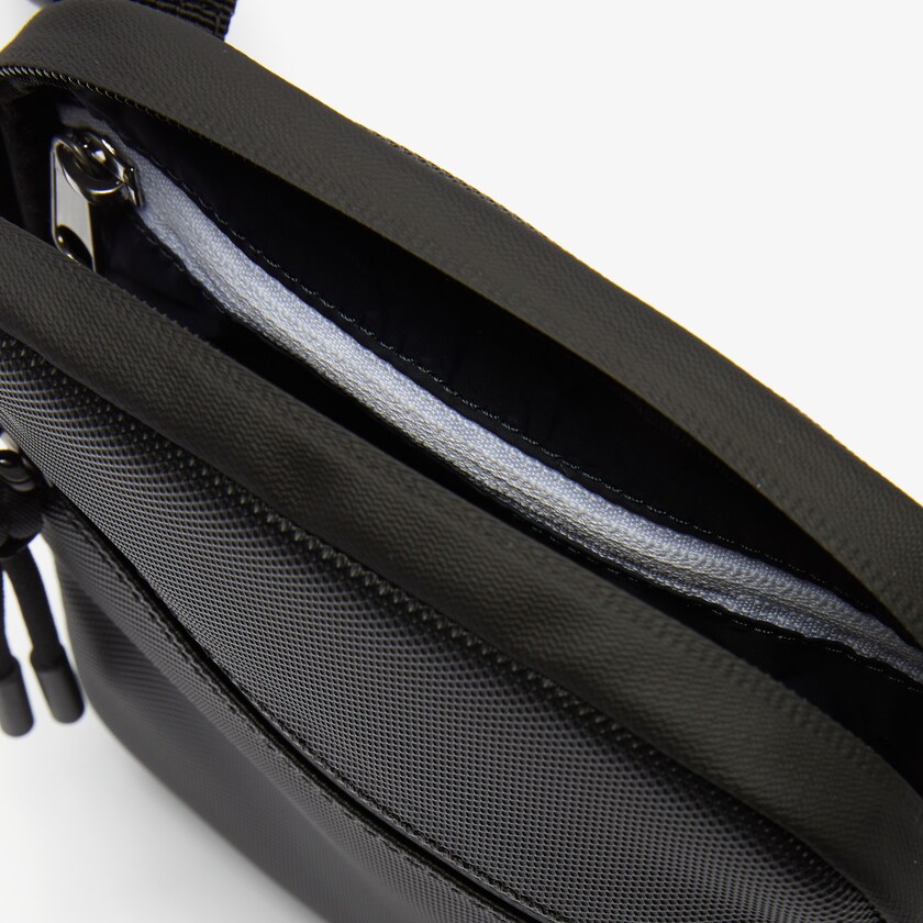 Bolsas Lacoste Hombre Negros LCST Coated Canvas Small Flat Crossbody Bag DD4-28252D7