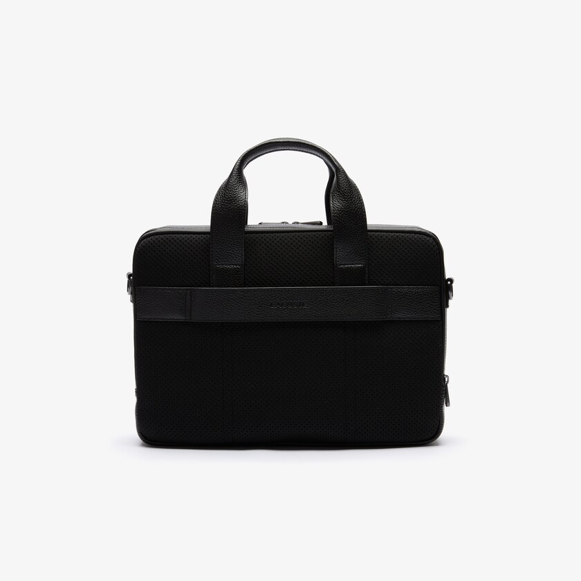 Bolsas Lacoste Hombre Negros Soft Mate Matte Full-Grain Cuero Computer Bag VB2-30463B9