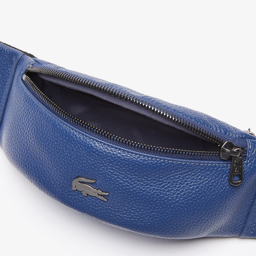Bolsas Lacoste Soft Mate Matte Full-Grain Leather Zippered Fanny Pack Hombre Azules Oscuro | VF0-70957G5