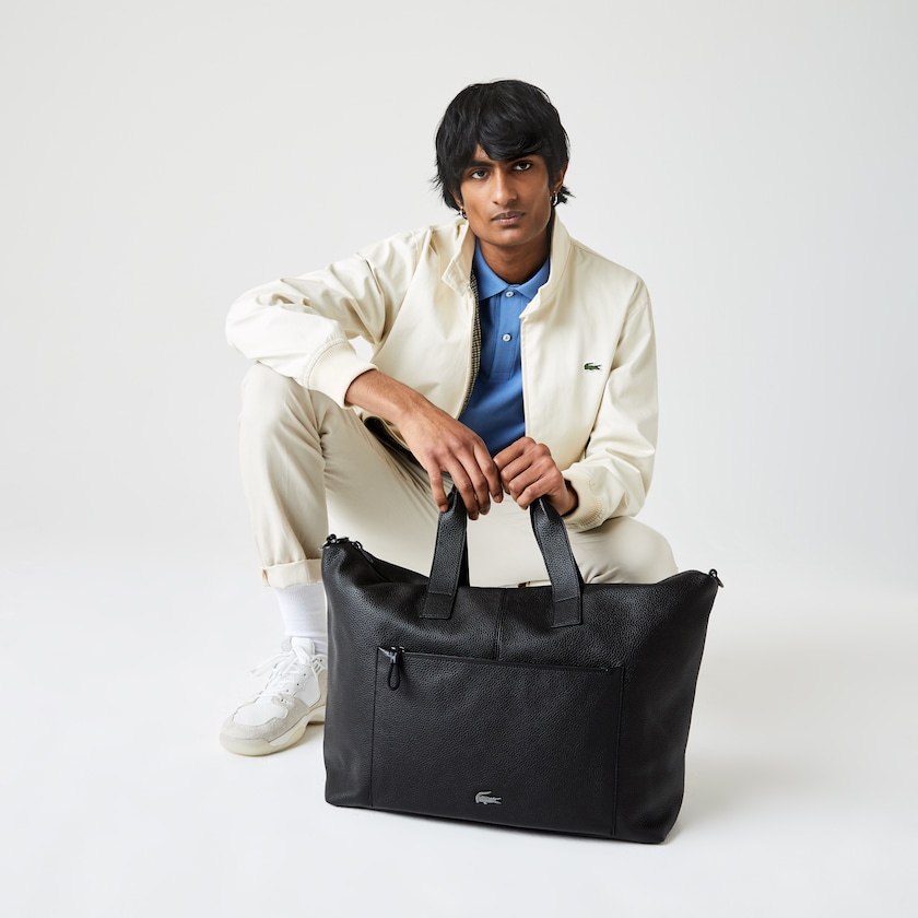 Bolsas Lacoste Hombre Negros Soft Matte Detachable-Strap Weekend Bag ST0-69506I3
