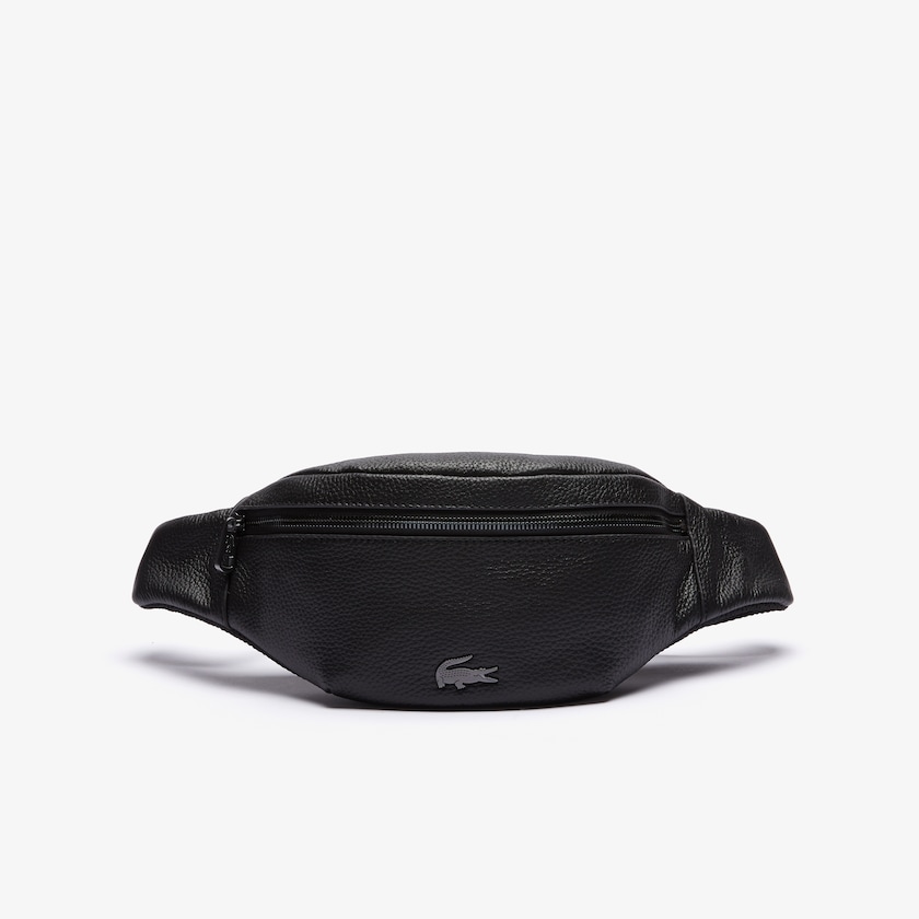 Bolsas Lacoste Hombre Negros Soft Matte Grained Cuero Zip Belt Bag RG2-85838S0